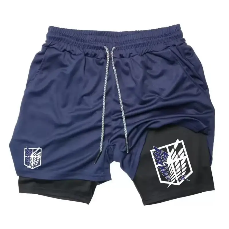 

2026 new style 2-in-1 sports fashion shorts men's sportswear breathable casual double-layer sports shorts M-3XL lightweight