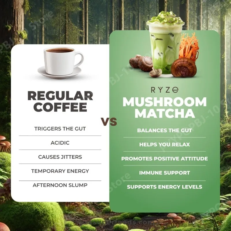 Organic Mushroom Matcha Supplement with Ganoderma Lucidum Lion’s Mane 180g of Natural Nutrients view 4