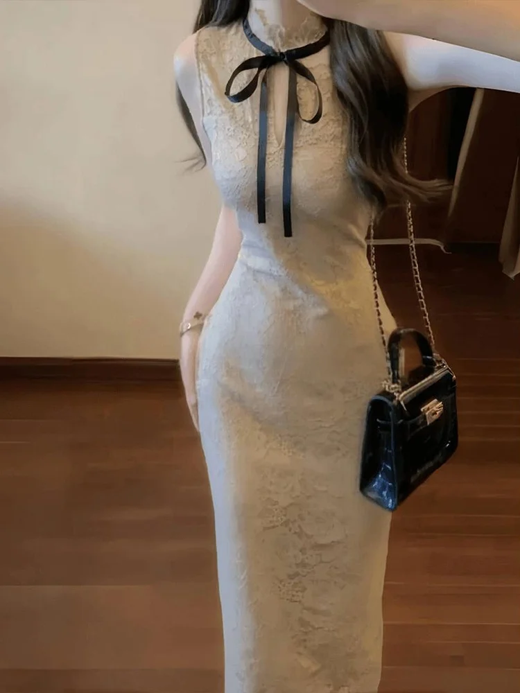 Sexy Pure Desire Heavy Embroidery Svel Lace Dr Women's Slimming Slimming Hot Girl Waist Cinching Butt Skirt