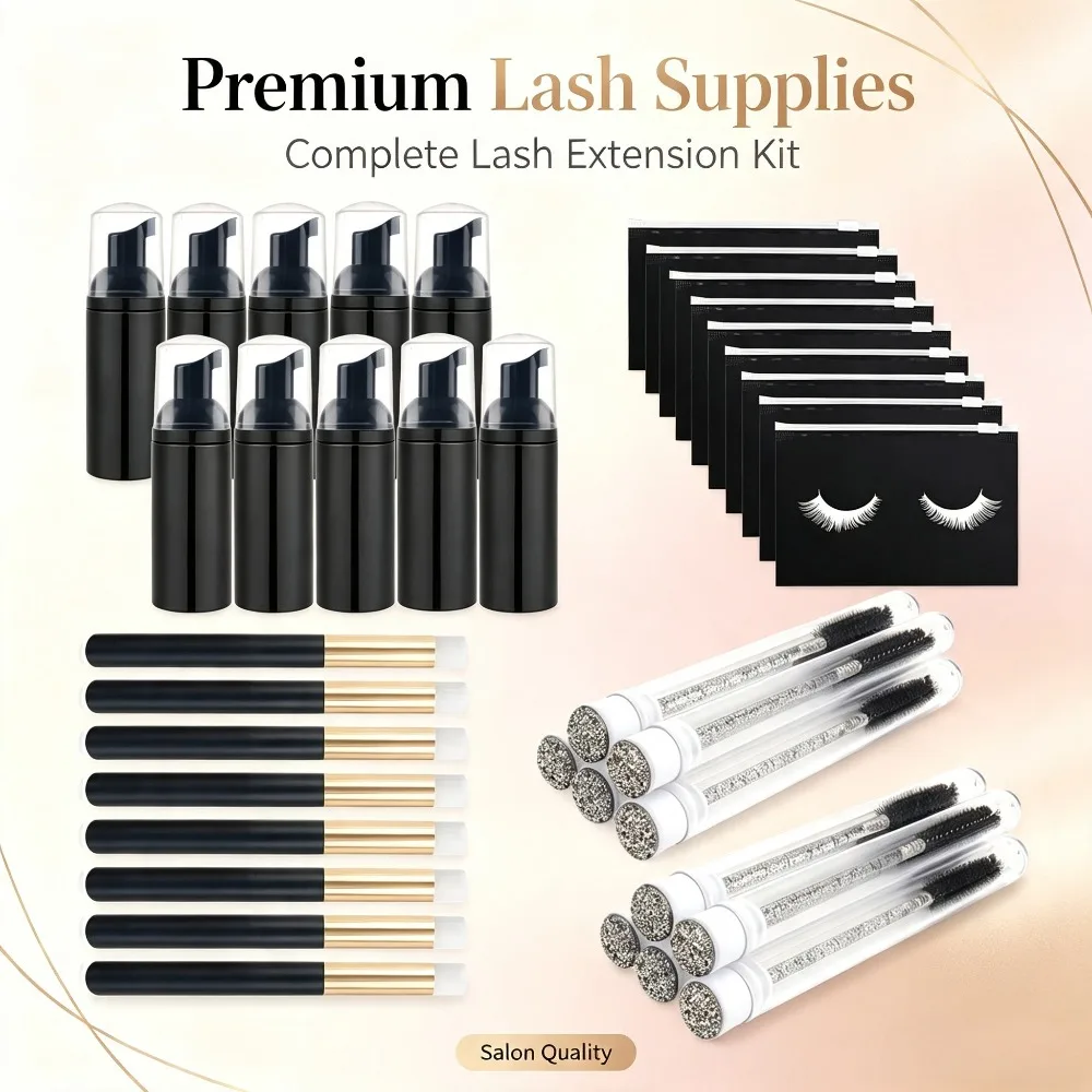 30/40Pcs 60ml Plastic Refillable Leakproof Empty Foam Pump Bottles with Brush Lash Cleanser Soap Dispenser Skin Care Beauty Tool