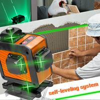 New EU 4D 16 Lines Laser Level With 1.5M Tripod Green Line 3° SelfLeveling Remote Control Green Beam Laser Levels Building Tools