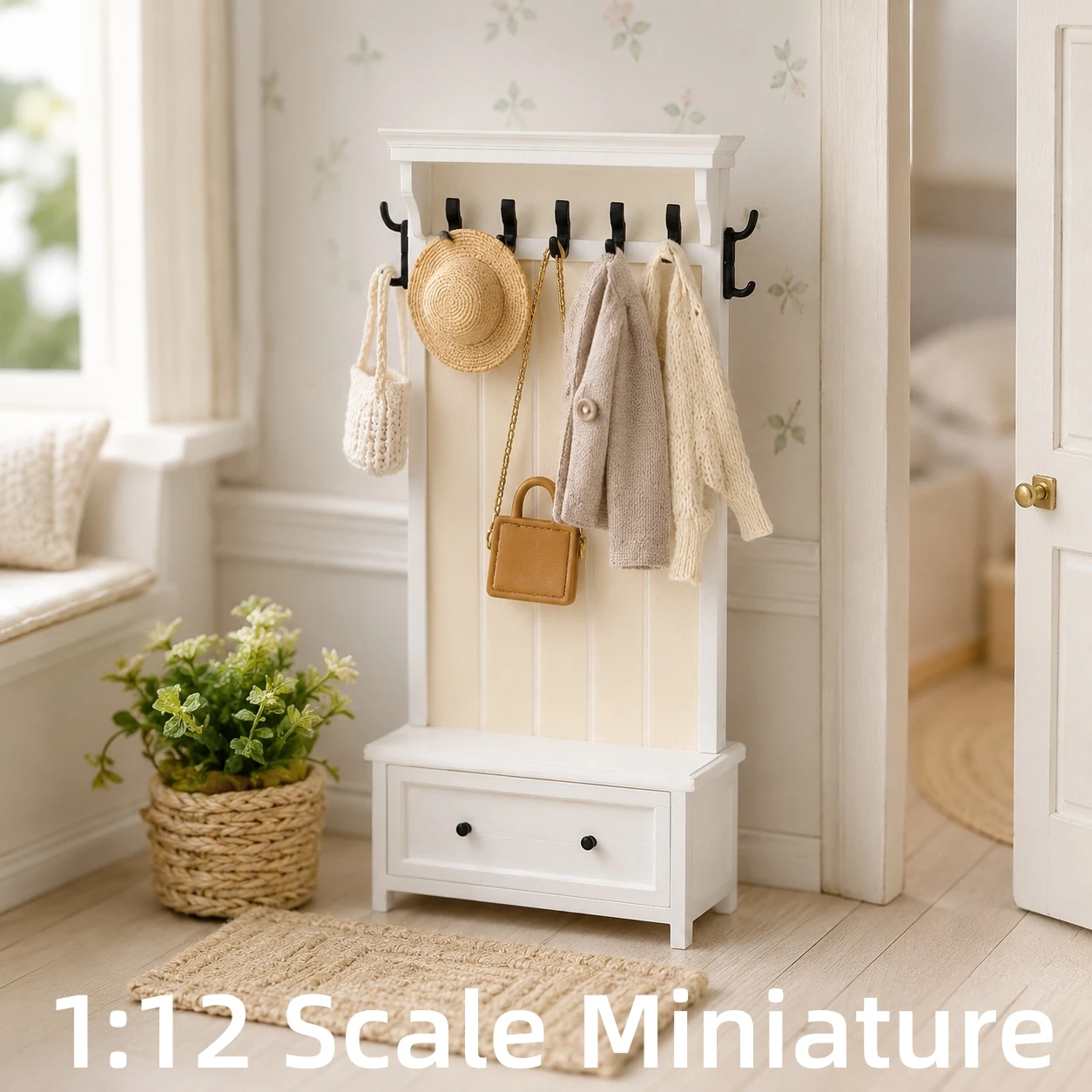 Dollhouse Furniture, Miniature Furniture, Dollhouse Miniature Models, 1:12 Scale Coat Rack, Pla Material, Not Made of Wood Vertical Clothing Rack Storage Rack Design, Suitable for Hanging Mini Clothes, Bags, Hats, and Other Decorations. The Small Hooks on Both Sides Need to Be Installed Manually and Can Be Easily Fixed as Needed. Suitable for Decorating Scenes Such as Dollhouse Bedrooms and Living Rooms, Creating a Refined Miniature Home Space.