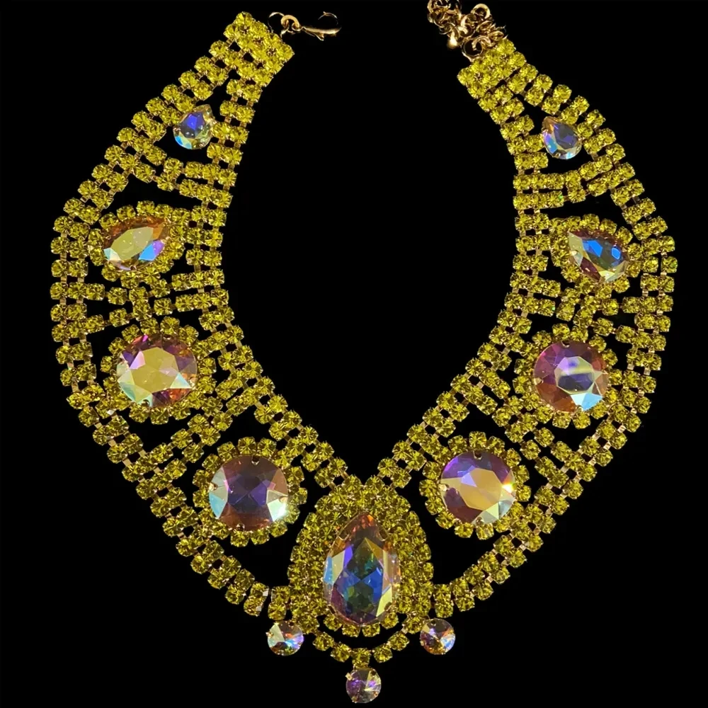 New Yellow Wedding Set Jewelry Brider In India For Women Necklace Earrings Bracelet Set Bridal Accessories Luxury Ladies Banquet