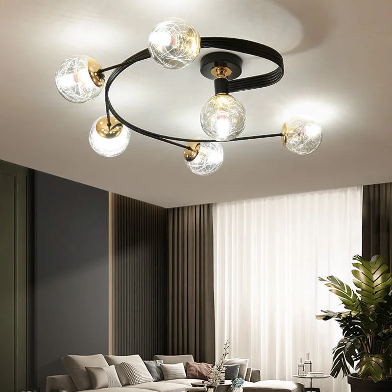 Plafonnier LED en Forme de Boule de Verre au Design Nordique Moderne, Éclairage d'Nik, Luminaire Décoratif de Plafond, Idéal pour un Loft ou un Salon