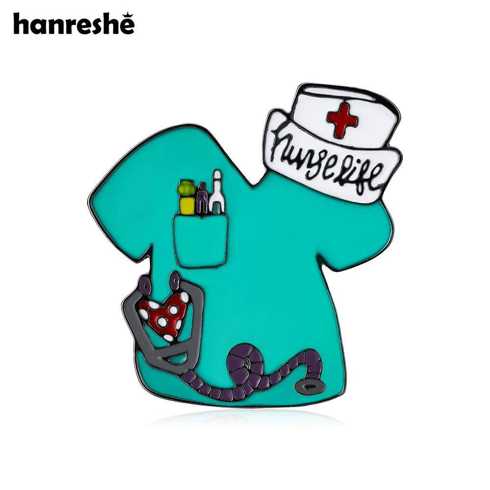 Hanreshe Nurse Life Medical Brooch Nursing Stethoscope Surgical Gown Funny Pin Jewelry Lapel Badge Gifts for Medicine Student