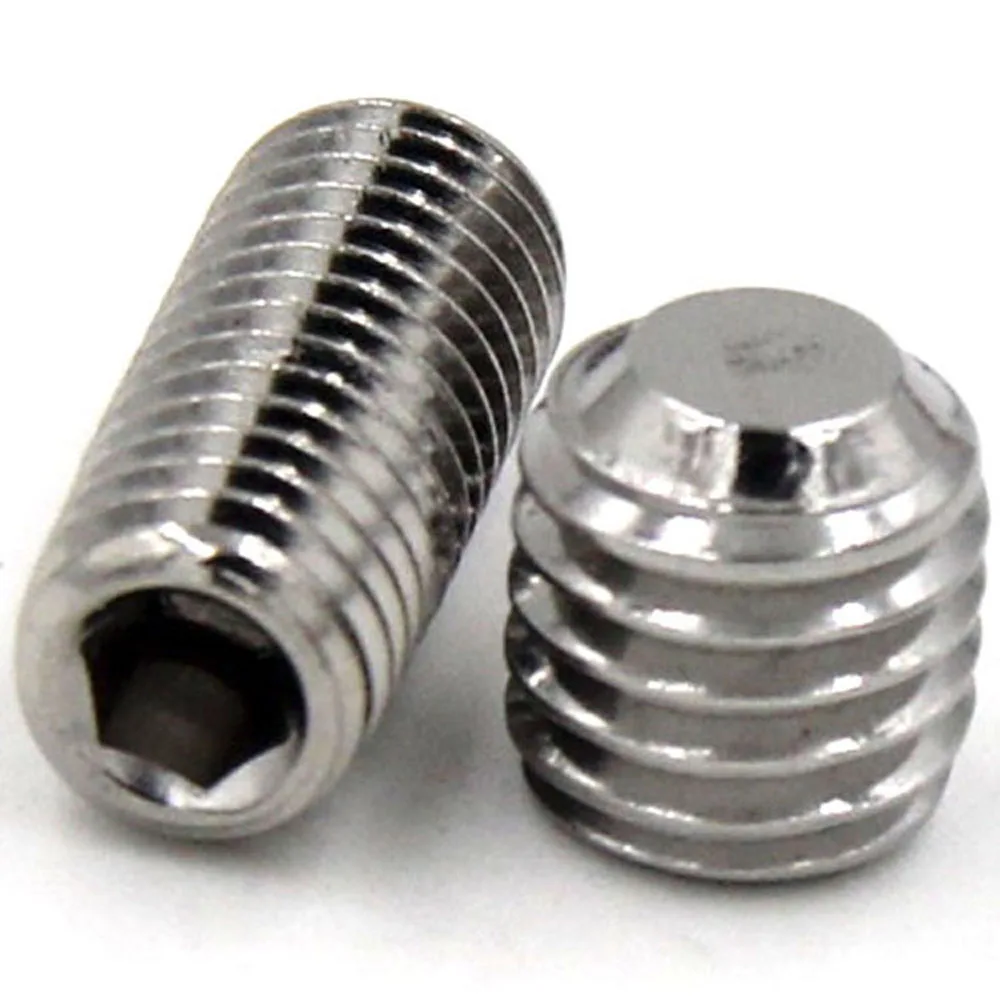 DIN913 Hexagon Socket Flat Point Set Screws | 304 Stainless Steel / Grade 12.9 Black | M2-M10 Fastener Hardware