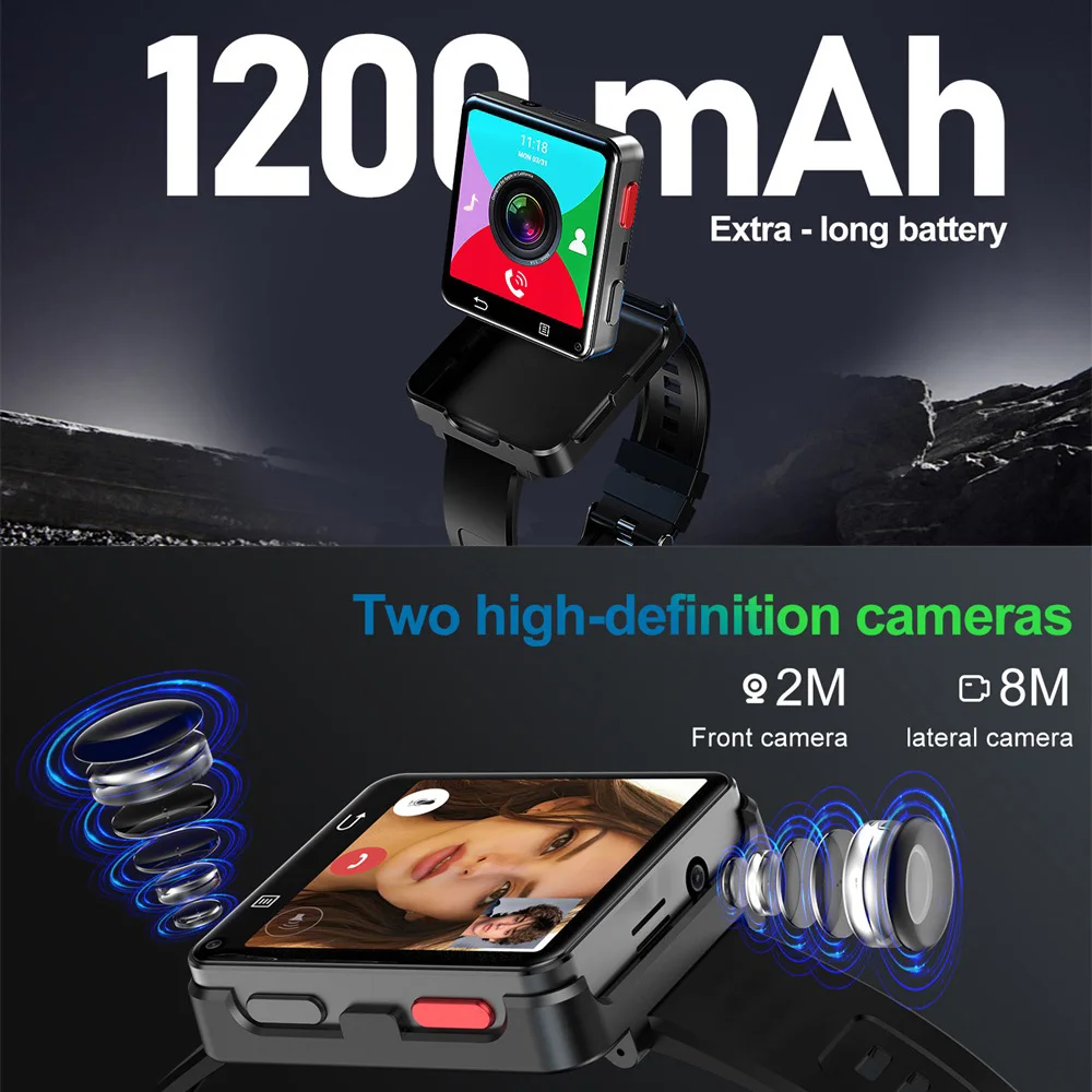 Jam Tangan Pintar Mini 4GB+64GB Unduh Aplikasi Smartwatch Kamera Ganda Panggilan Video 4G Android Smart Watch Wifi GPS Jam Tangan Pria SOS Wanita