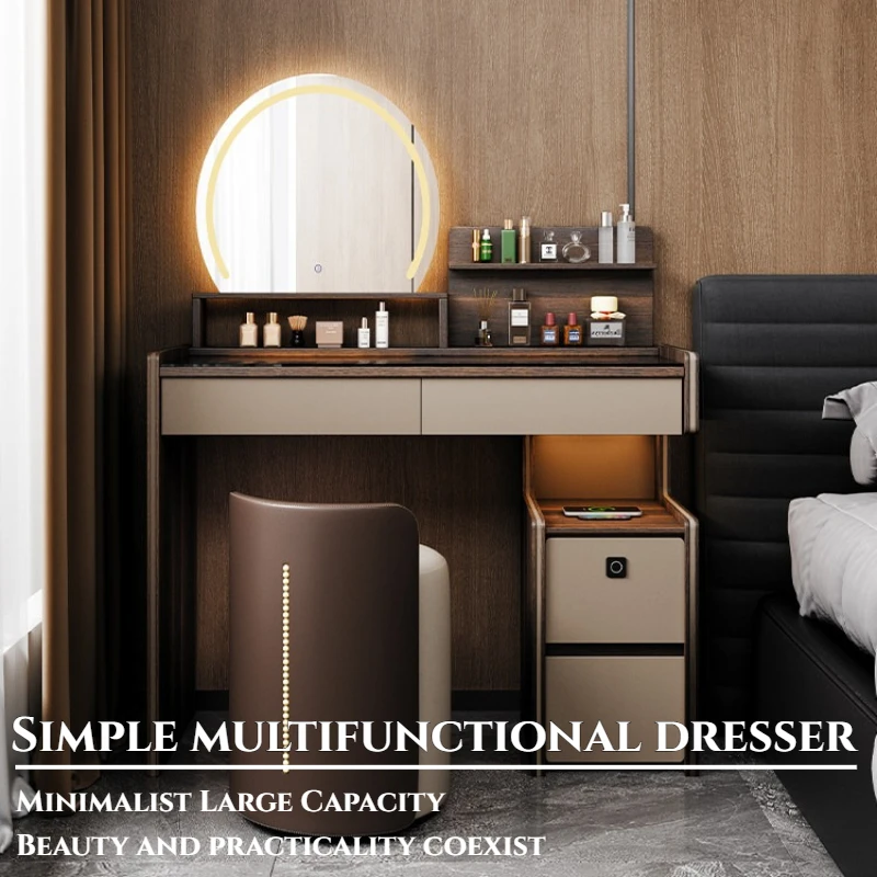 high-end multifunctional dressing table with mirror fingerprint lock makeup vanity Italian luxury coiffeuse de chambre furniture