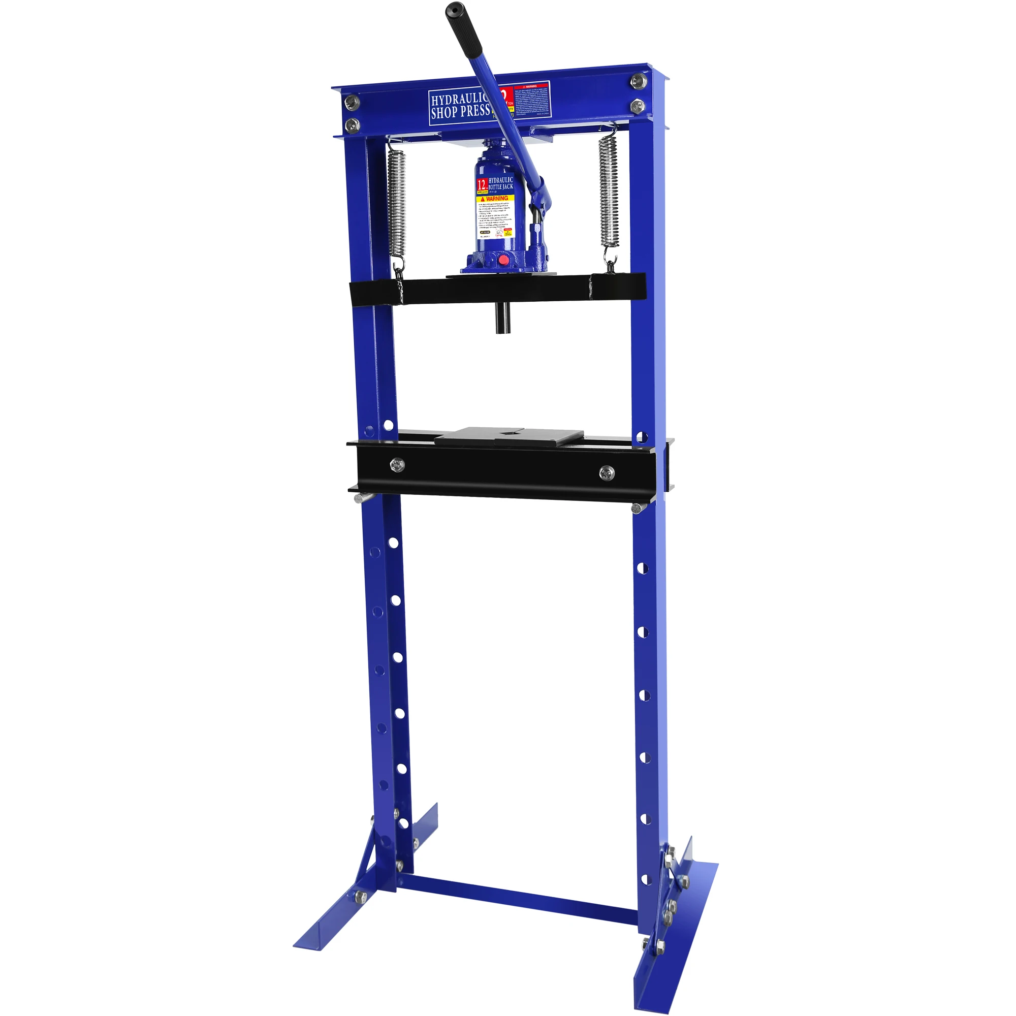 

Hydraulic 12 Ton H-Frame Garage Floor Adjustable Shop Press With Plates, 12T, Blue