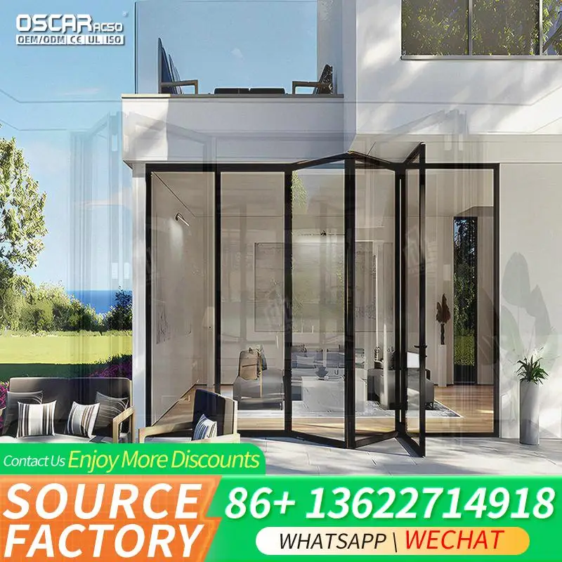 

Custom Aluminium Glass Bi Fold Door Modern Design Finished Surface for Home Villa Patio Use folding door