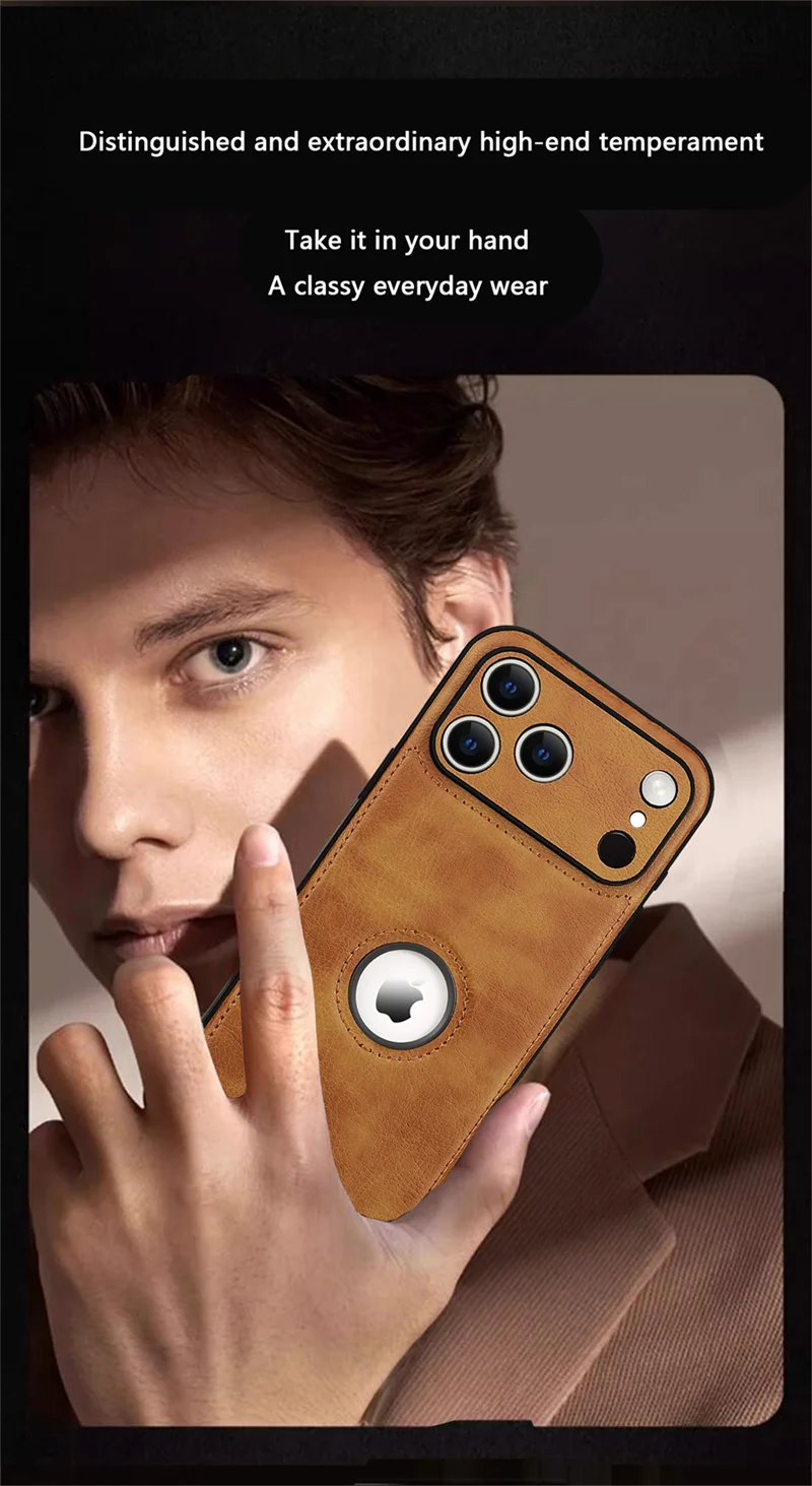 Luxury Leather Case for Apple iPhone 17 18 Pro Max 16e 15 14 13 12 11 16 Plus 18Pro Original Logo Silicone Lens Protect Cover