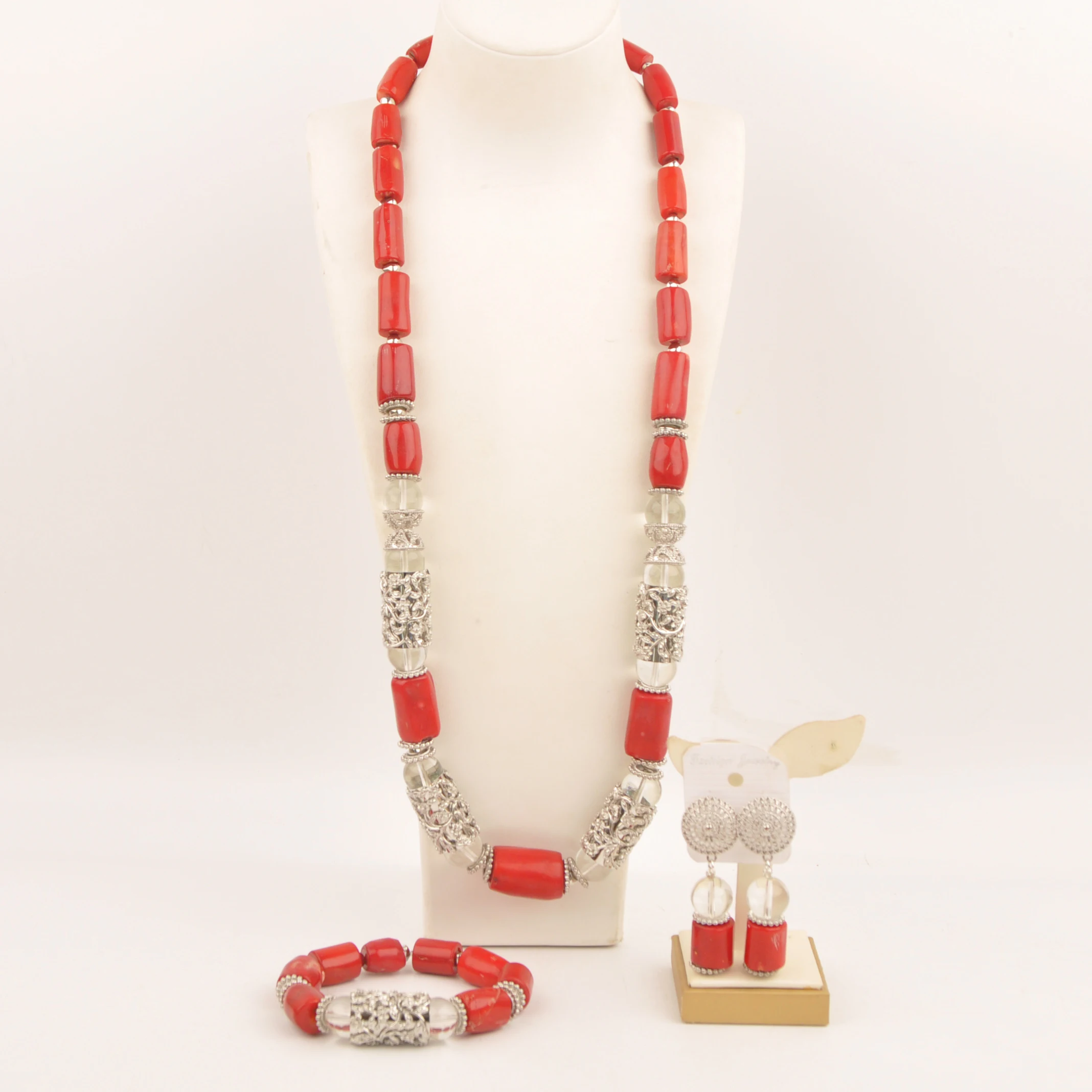 

Wedding Coral Necklace Natural African fashion Red Jewellery set Nigeria