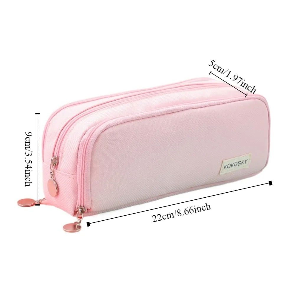 Korean Large Capacity Pencil Case Double Side Opened Desk Organizer Stationary Pen Storage Bag Ins Durable 3 Compartment Pouch