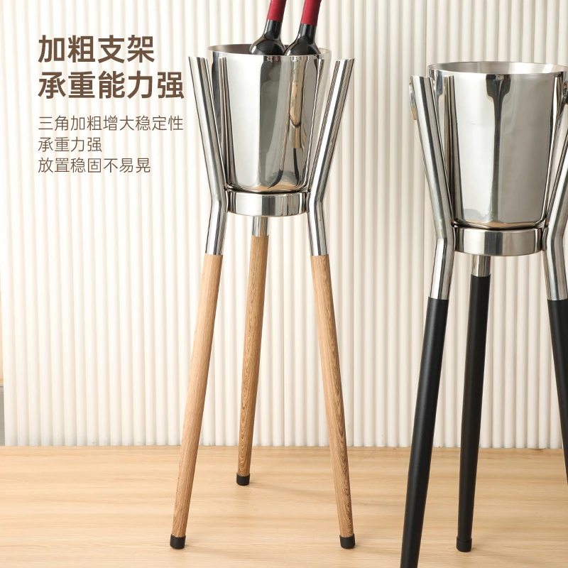 Quality Stainless Steel Double Champagne Bucket Thickened Ice Bucket Household Commercial Chilled Beer Red Wine