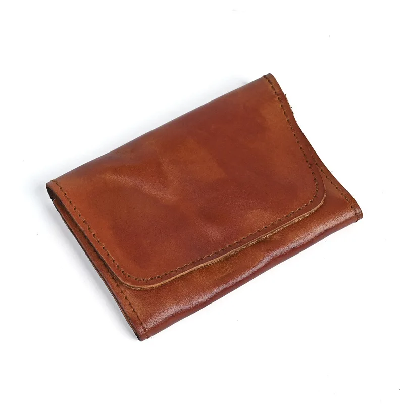 Кошелек из натуральной кожи для мужчин и женщин, брендовые винтажные короткие маленькие мужские кошельки ручной работы, держатель для карт, оригинальный кожаный кошелек для монет