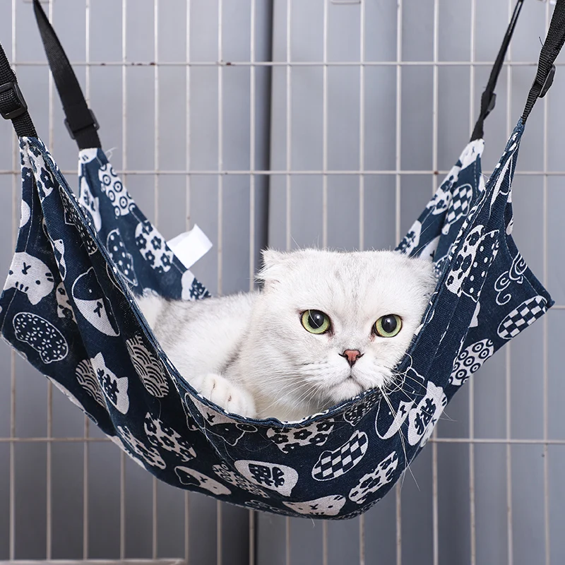 Cat Canvas Hammock Bed Pet Cats Dogs Beds Double-Sided Hanging Bed Pet Swing Beds Hamster Squirrel Cat Rest Sleep Supplies