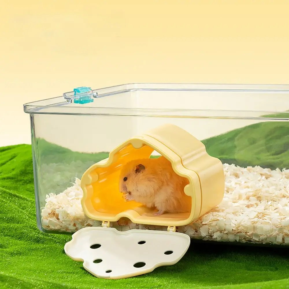 Plastic Cheese Hamster Nest Bite Resistant Semi Closed Small Pet Hiding House Magnetic Attraction Hamster Hideout Shelter