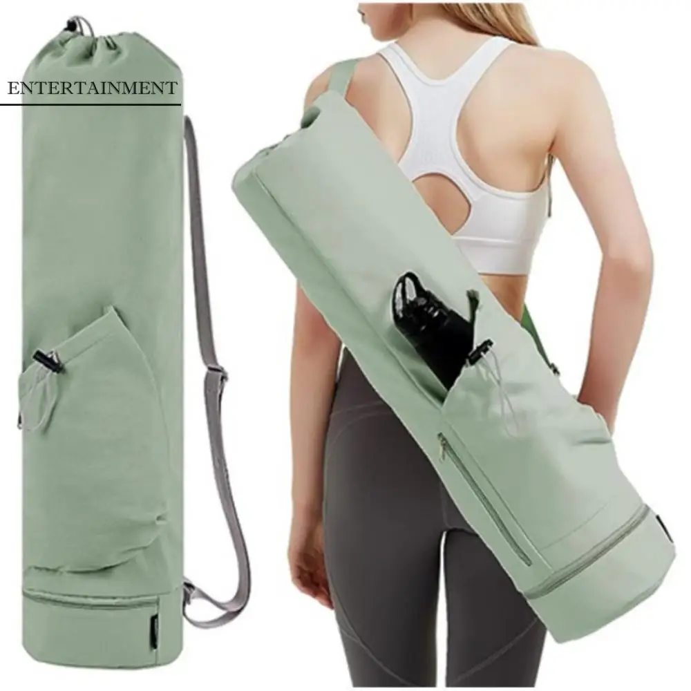 

Fashion Large Capacity Yoga Mat Bag Waterproof Drawstring Breathable Sports Bag Black Portable Exercise Storage Bag Fitness