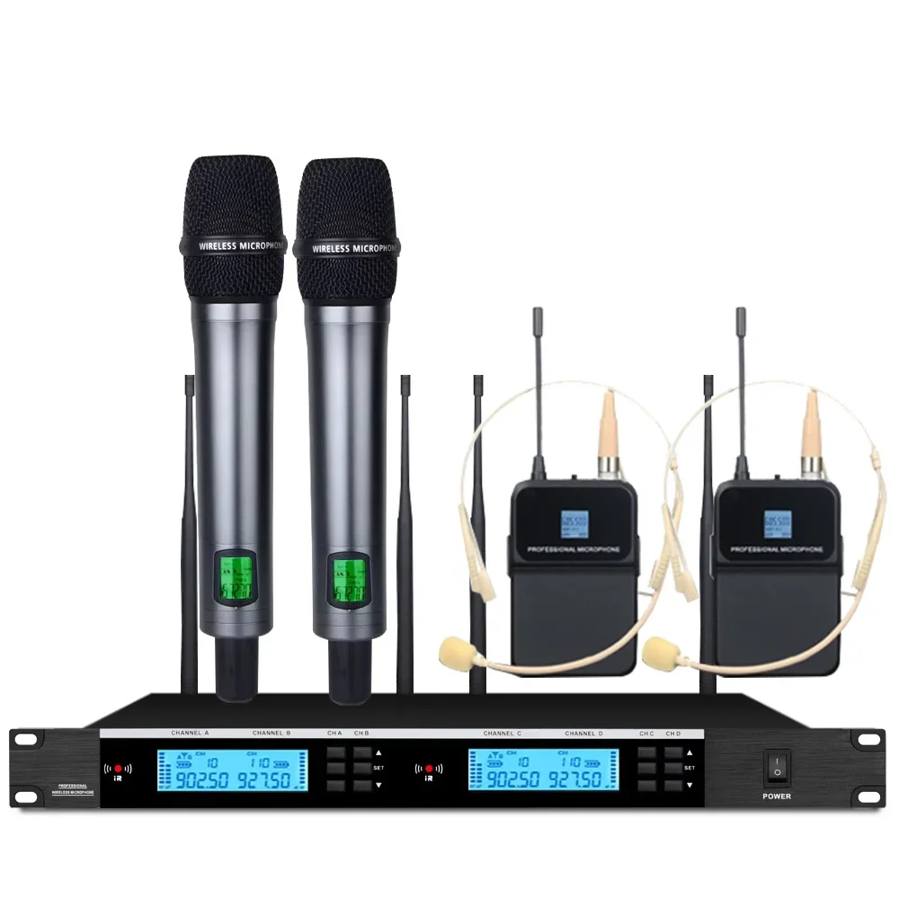 Professional Wireless Microphone System 900MHZ Full Metal Housing Handheld Microphone Home Karaoke Church Stage Microphone