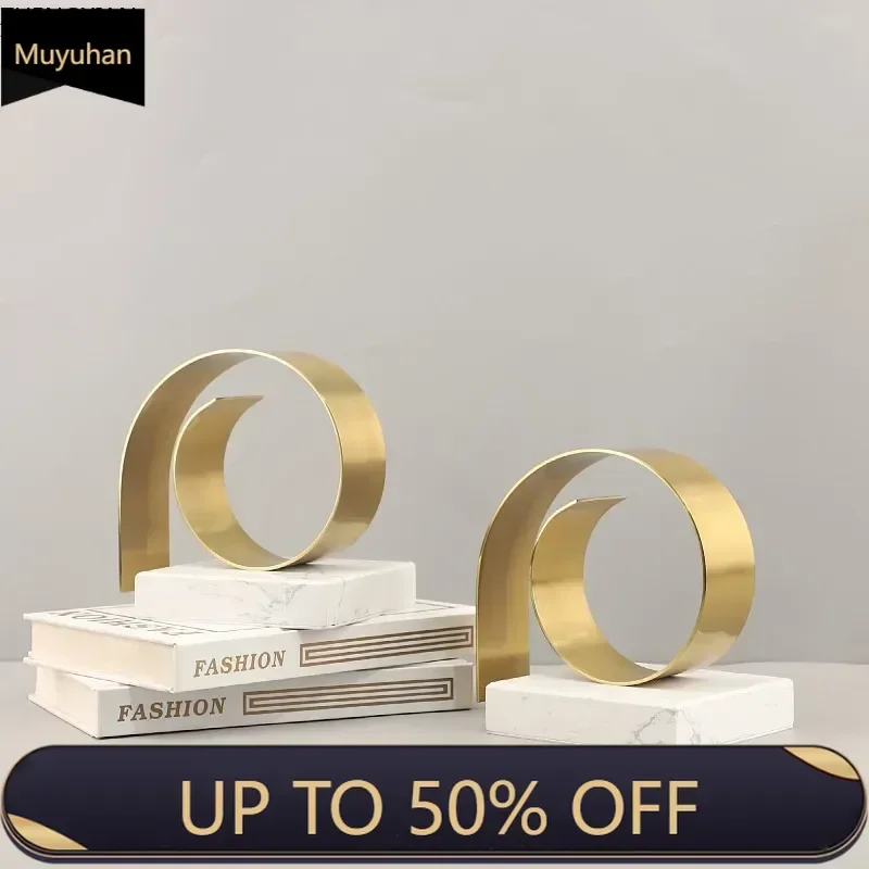 Golden Spiral Twist Ornaments Creative Bookend Marble Base Desk Decoration Library Bookshelves Bookend Room Aesthetic Decor