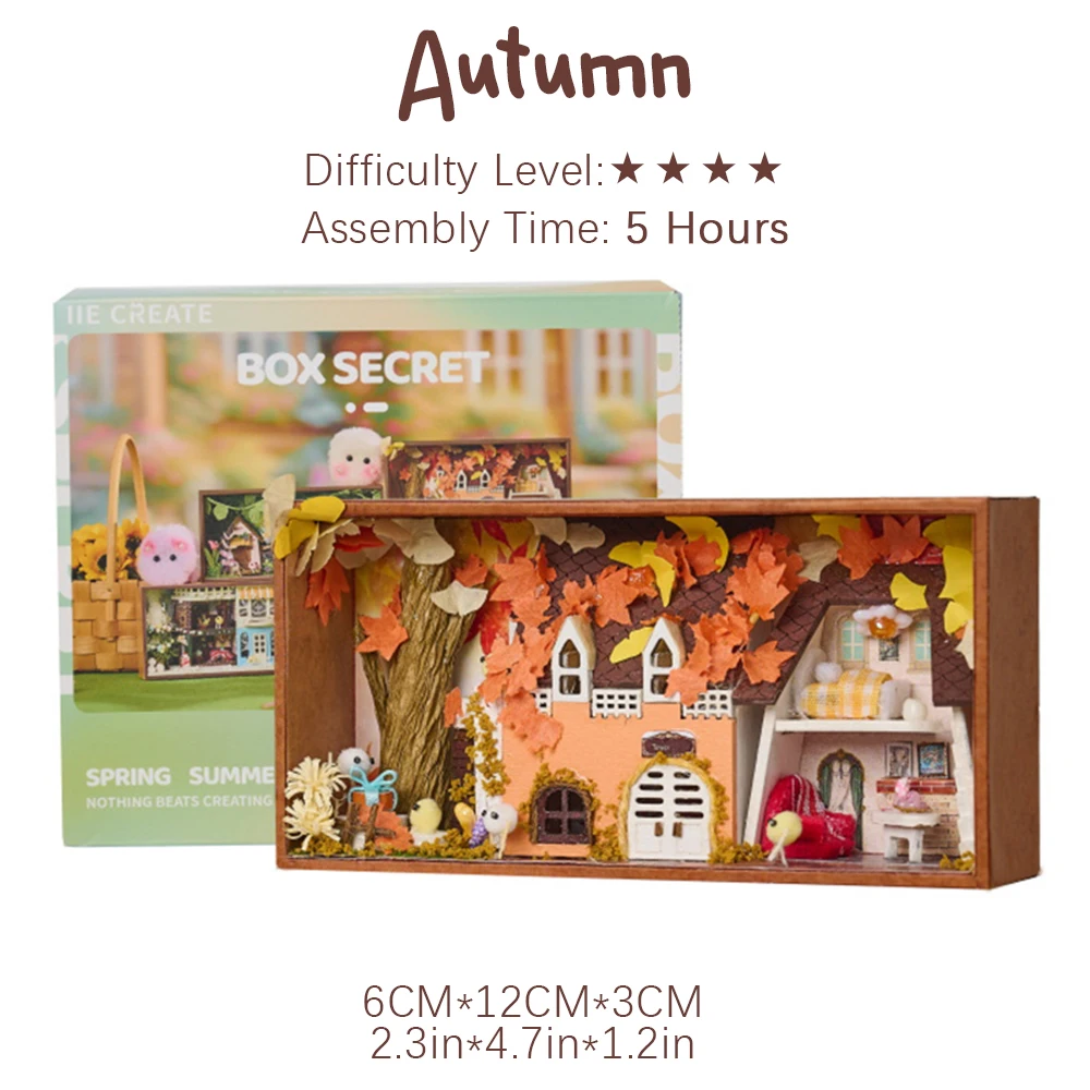 木製パズル ミニチュアハウスキット DIY ハウスコーナー 季節 春 冬 クラフトキット 大人用 誕生日 女性用 木製モデル