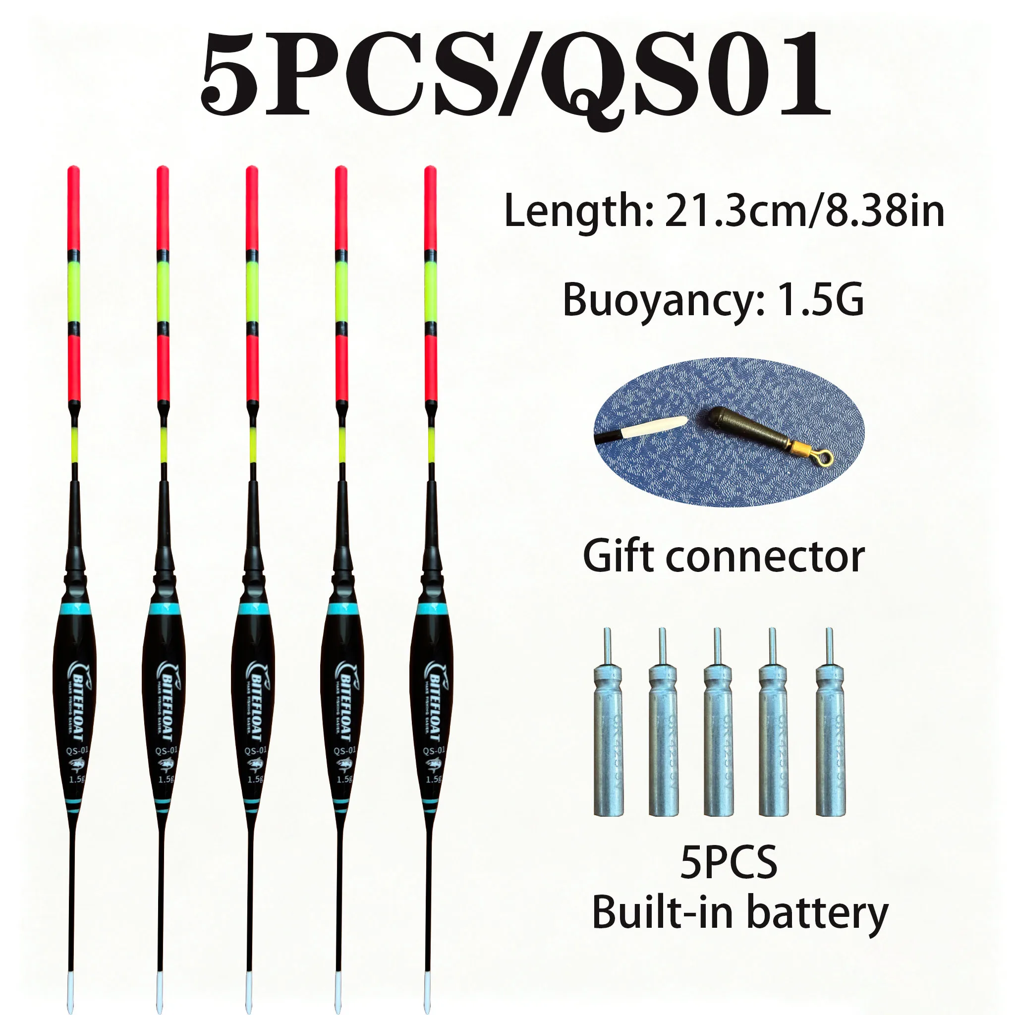 Image of 5 Stück gewöhnliche, leuchtende Schwimmkörper für Nachtangeln, geeignet für flaches und tiefes Wasser