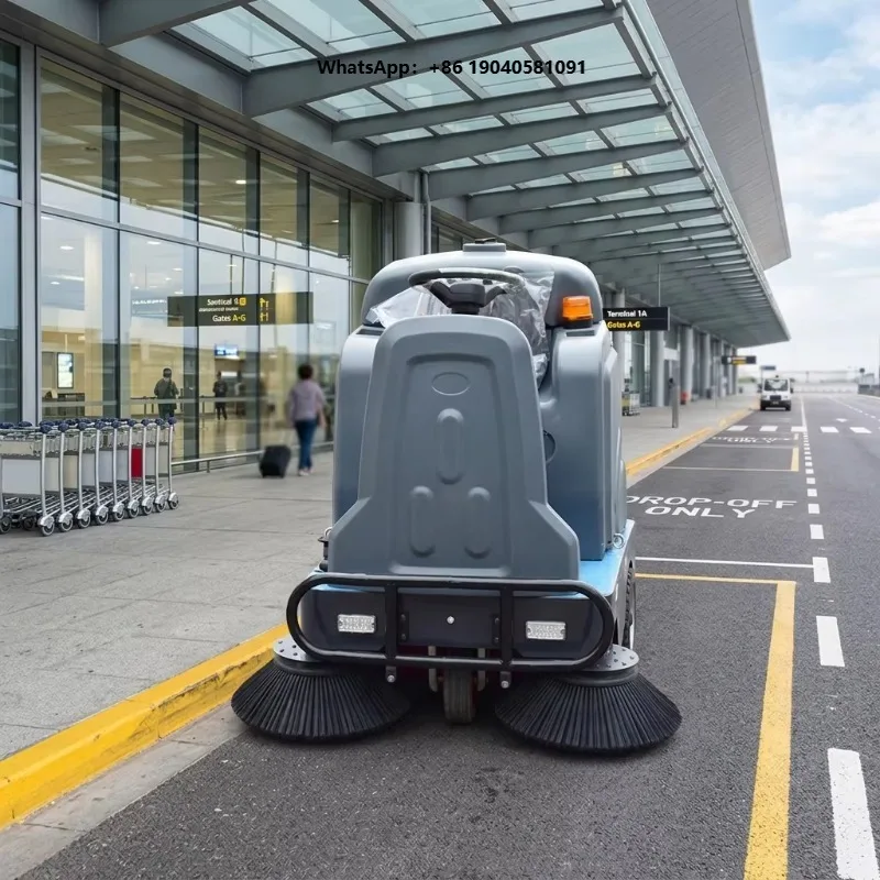 New High Efficient Electric Ride-On Industrial Floor Sweeper & High Pressure Cleaner 8500m2/h Efficiency 1300mm Cleaning Width
