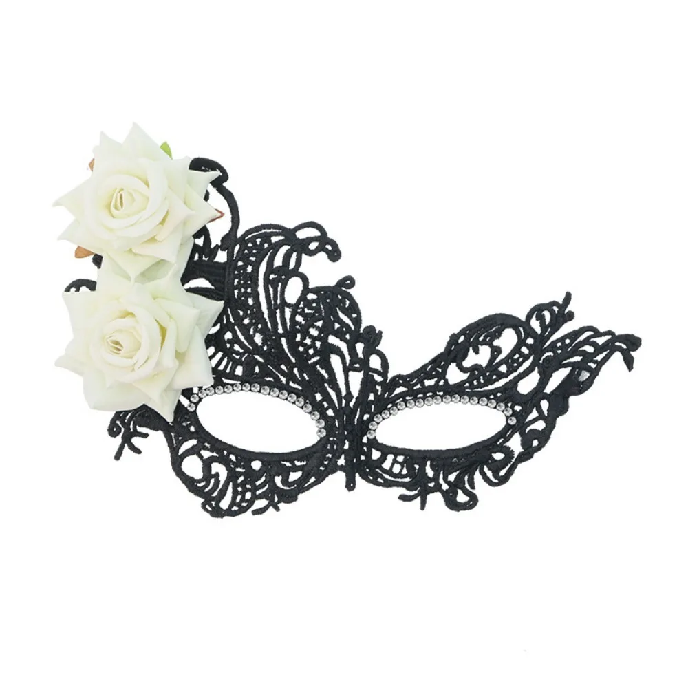Lace Pattern Masquerade Mask Seductive Style Simulated Rose Halloween Festival Party Mask Party Costume Cosplay