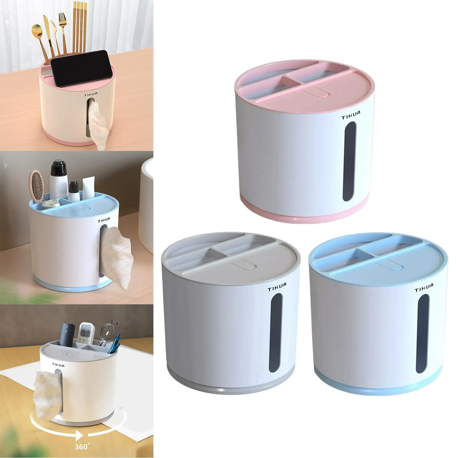 Multifunction Tissue Box Remote Control Organizer for Restaurants Office