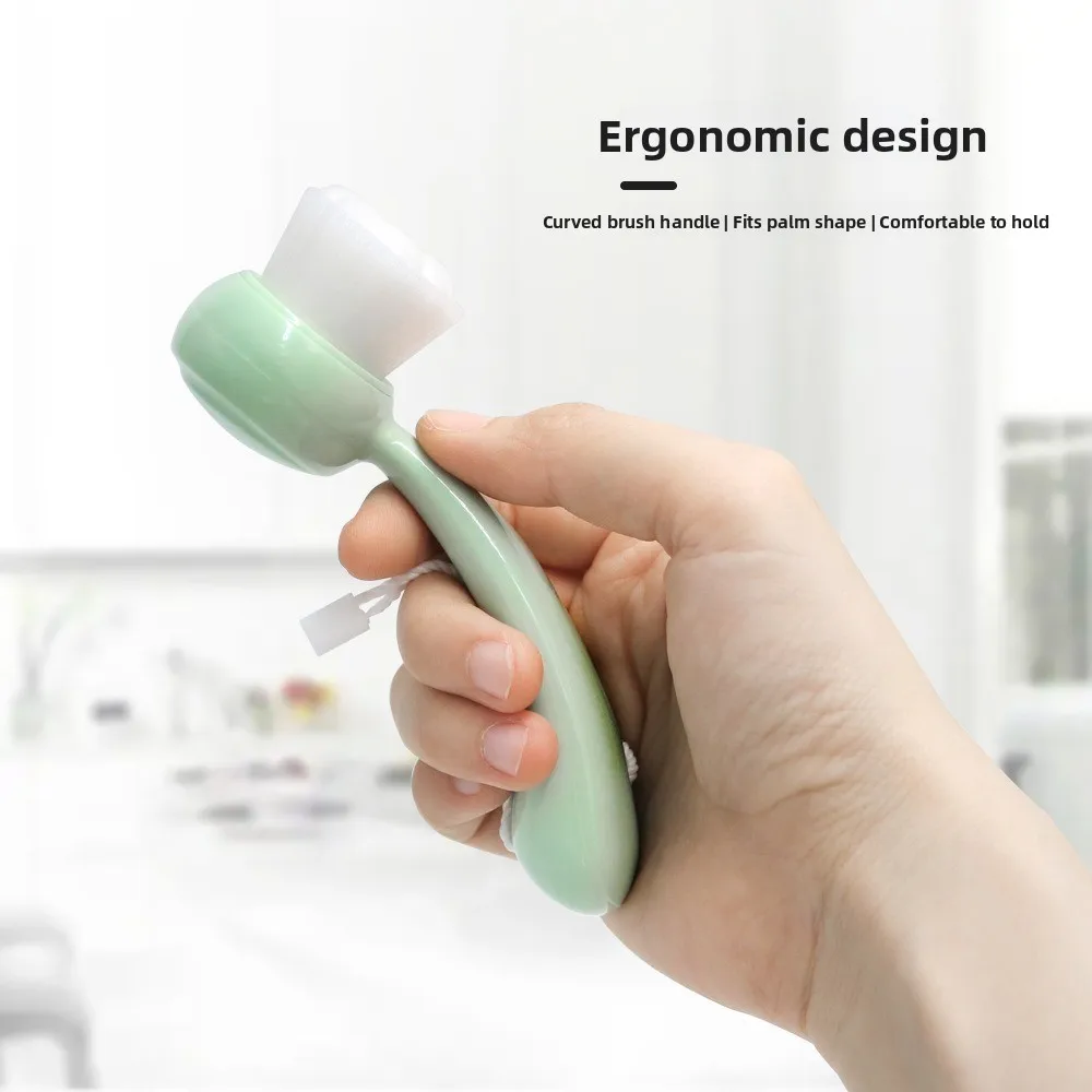 Pore Cleaner​​ Wash Face Brush Deep Cleaning Blackhead Facial Exfoliator Brush​​ Massage Facial Care Long Handle Scrubber​​
