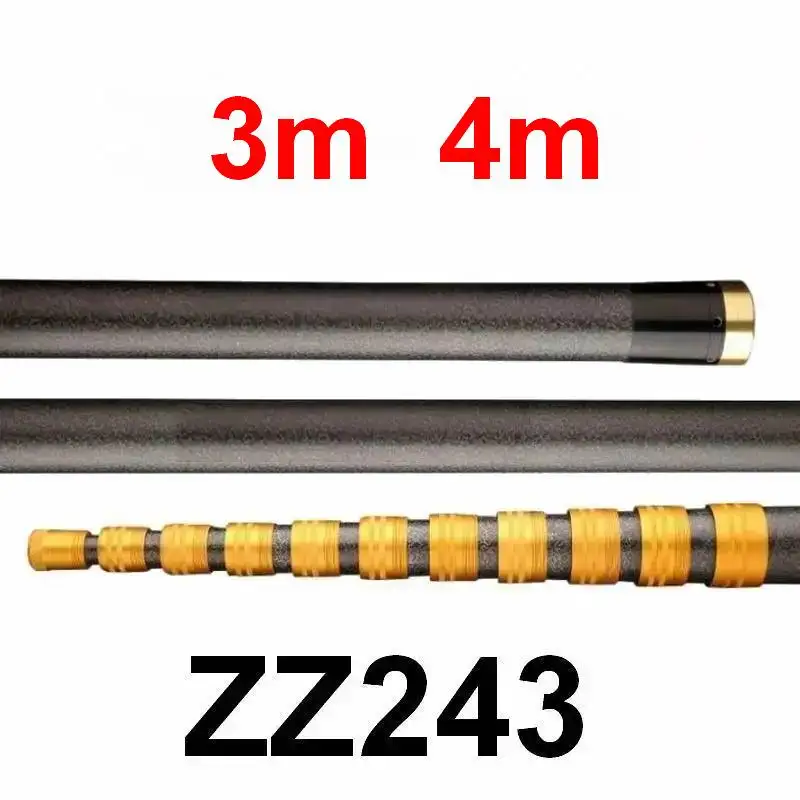 ZZ243 Fishing Net Handling Pole Carbonfiber 3m 4m Super Long Betel Areca Nut Fruit Picking Rod Safe Load 5Kgs