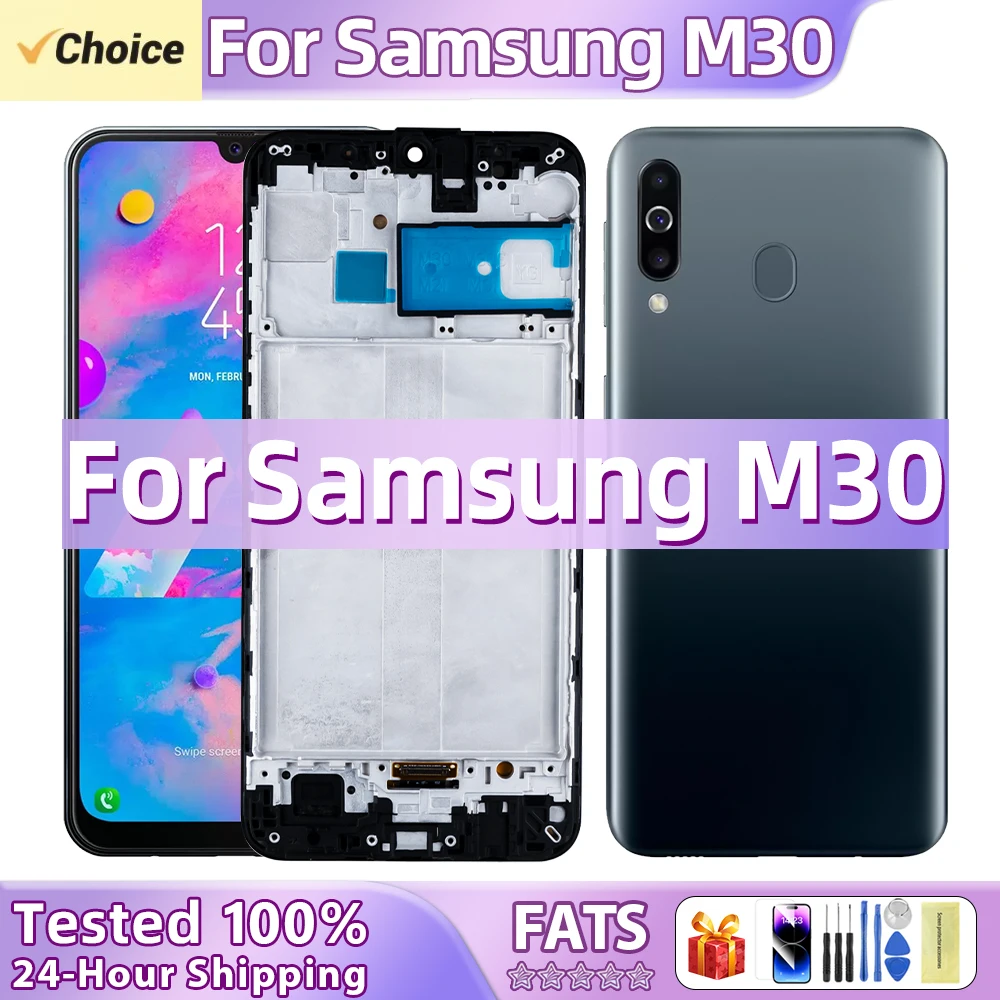 AMOLED For Samsung Galaxy M30 M305 SM-M305F SM-M305DS LCD Display Touch Screen Digitizer With Frame Assembly Replacement Parts