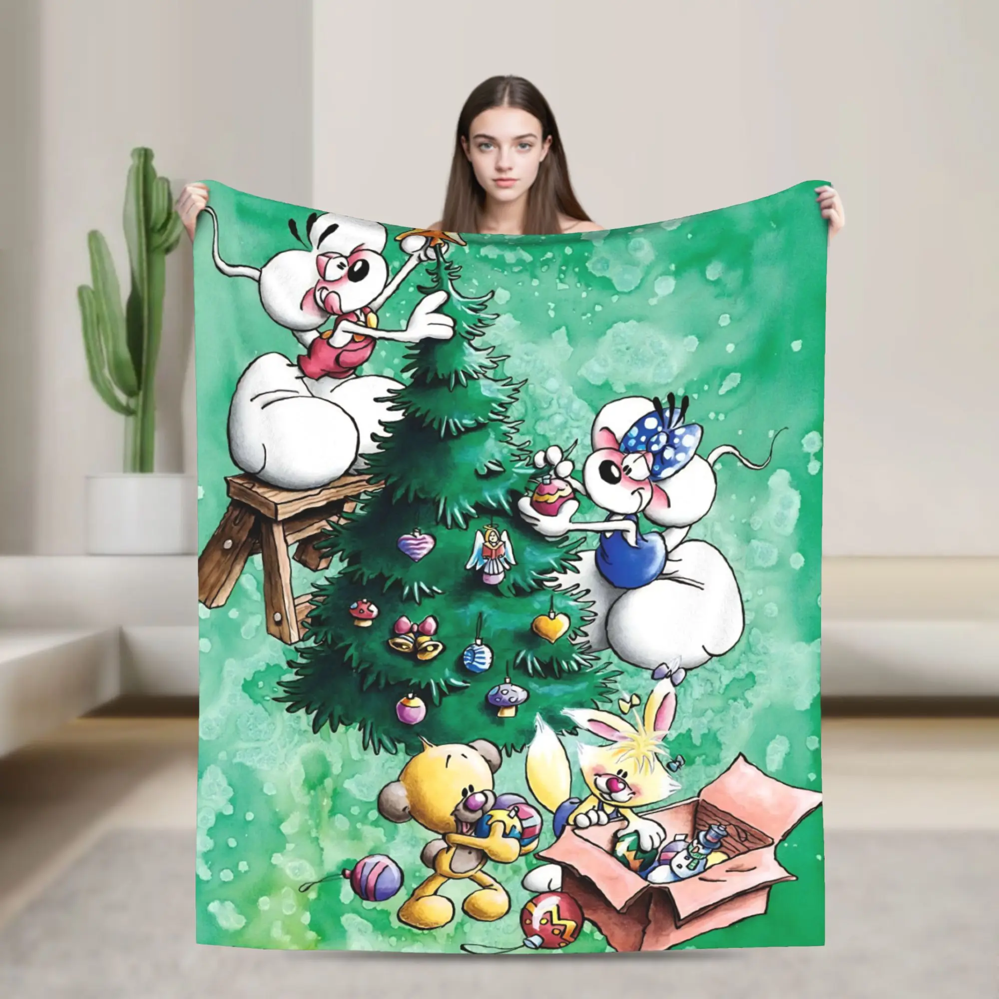 D-Diddles Decken Flanell Diddl Cartoon Weiche Überwurfdecken für Bettwäsche, Couch, Schlafzimmer, Steppdecke