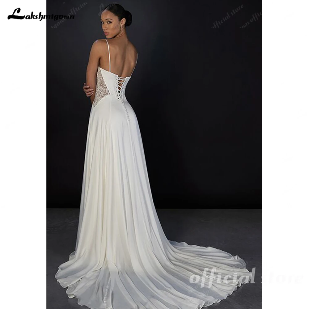 Lakshmigown Sexy Brautkleid mit Seitenschlitz 2027 Trägerloses Garten-A-Linien-Spitzenkleid Boho Hochzeitskleider mit Schnürung am Rücken Maßanfertigung – Detail 6