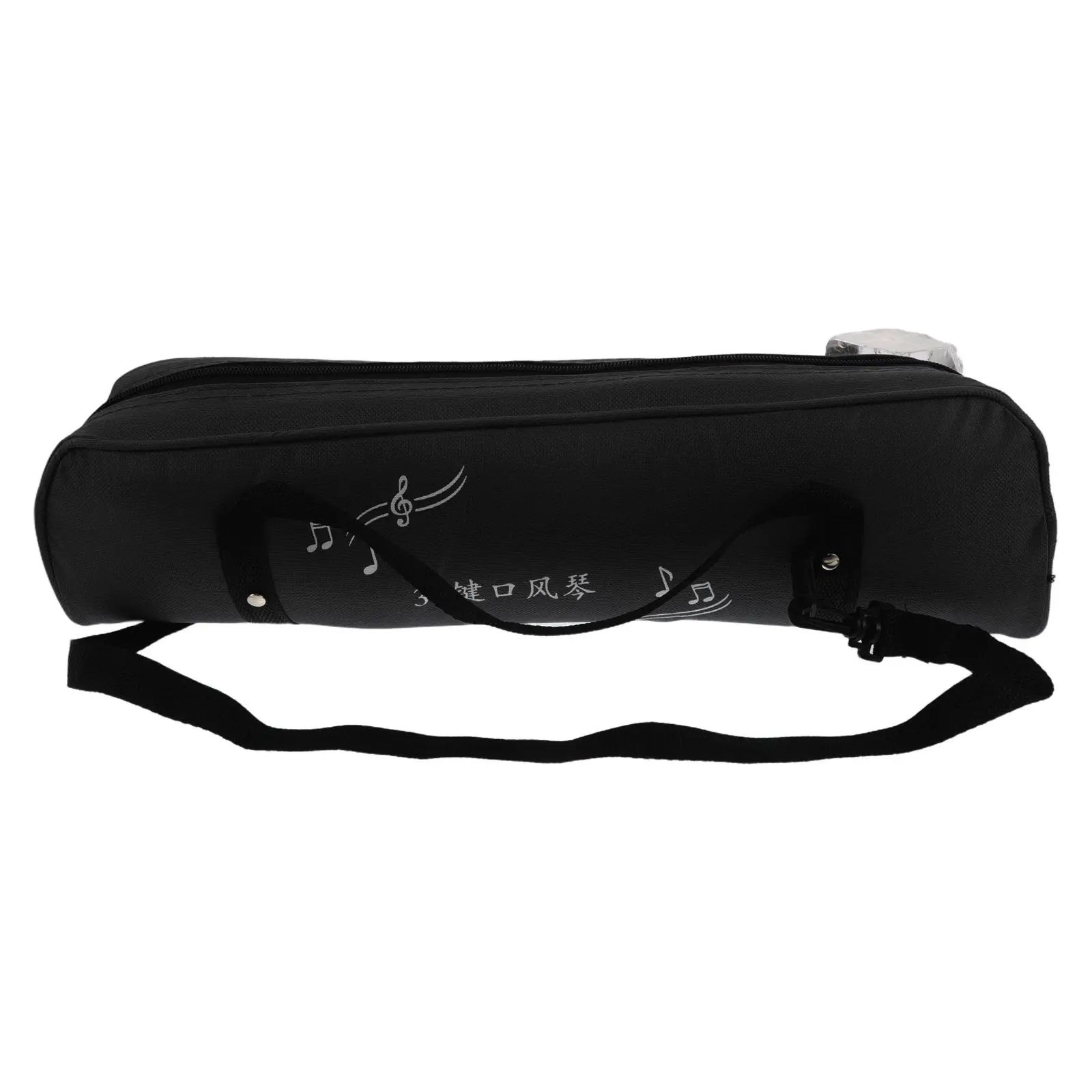 Bolsa para armónica y melodica, estuche de almacenamiento portátil de 32 teclas, bolsa de lona para instrumentos con divisores interiores, compartimento para partituras, color negro