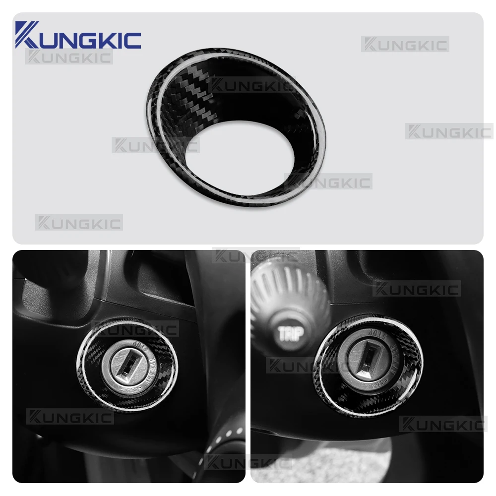 

Real Dry Hard Carbon Fiber Sticker For Abarth 595 595C 695 695C 2016 2017 2018 2019 2020-2024 LHD RHD Car Ignition Key Frame