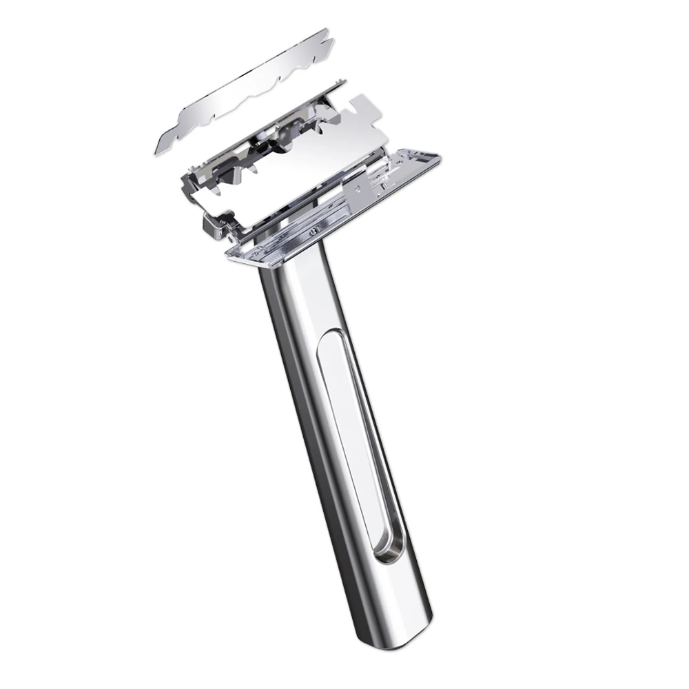 RZACLEA 20T Glide Pro 4D Super Double-edged Safety Razor Half Blade Shaver With Travel Leather Storage Bag for Men Grooming Care