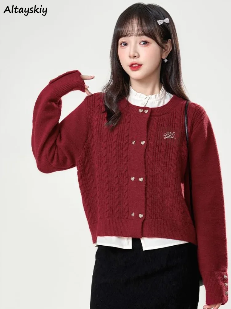 

Cardigans Women Sweet Graceful Temperament Slimming Knitted Sweaters Trendy Embroidery Tops Korean Style Office Ladies Girlish