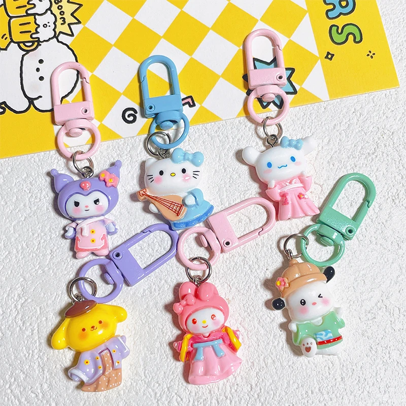 

Kawaii Sanrio Hello Kitty Kuromi Melody Cinnamon Dog Keychain Cartoon Bag Pendant Cute Key Accessories Gift