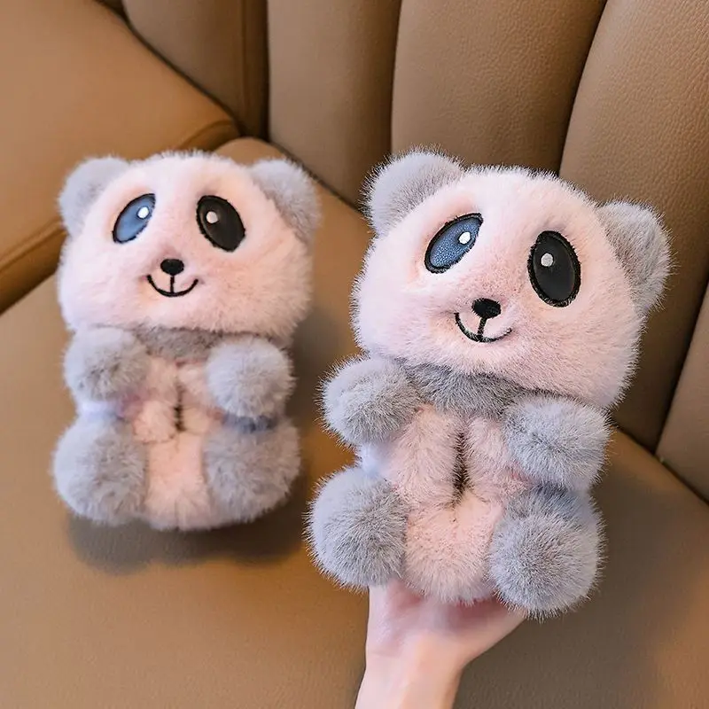 Kids Warm Winter Slippers Cute Animal Design Plush Lined Thick Sole Non Slip Unisex Boys Girls Wear Outside Parent Child