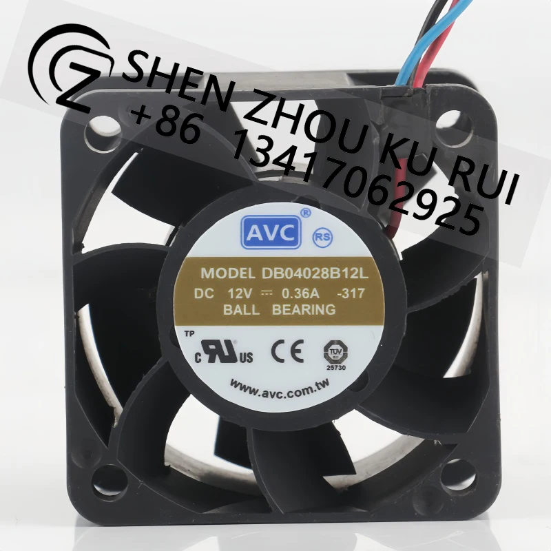 AVC 12V 0.36A AC EC 4028 three-wire 4CM Dual ball High air capacity server mute DB04028B12L 40X40X28MM cooling fan