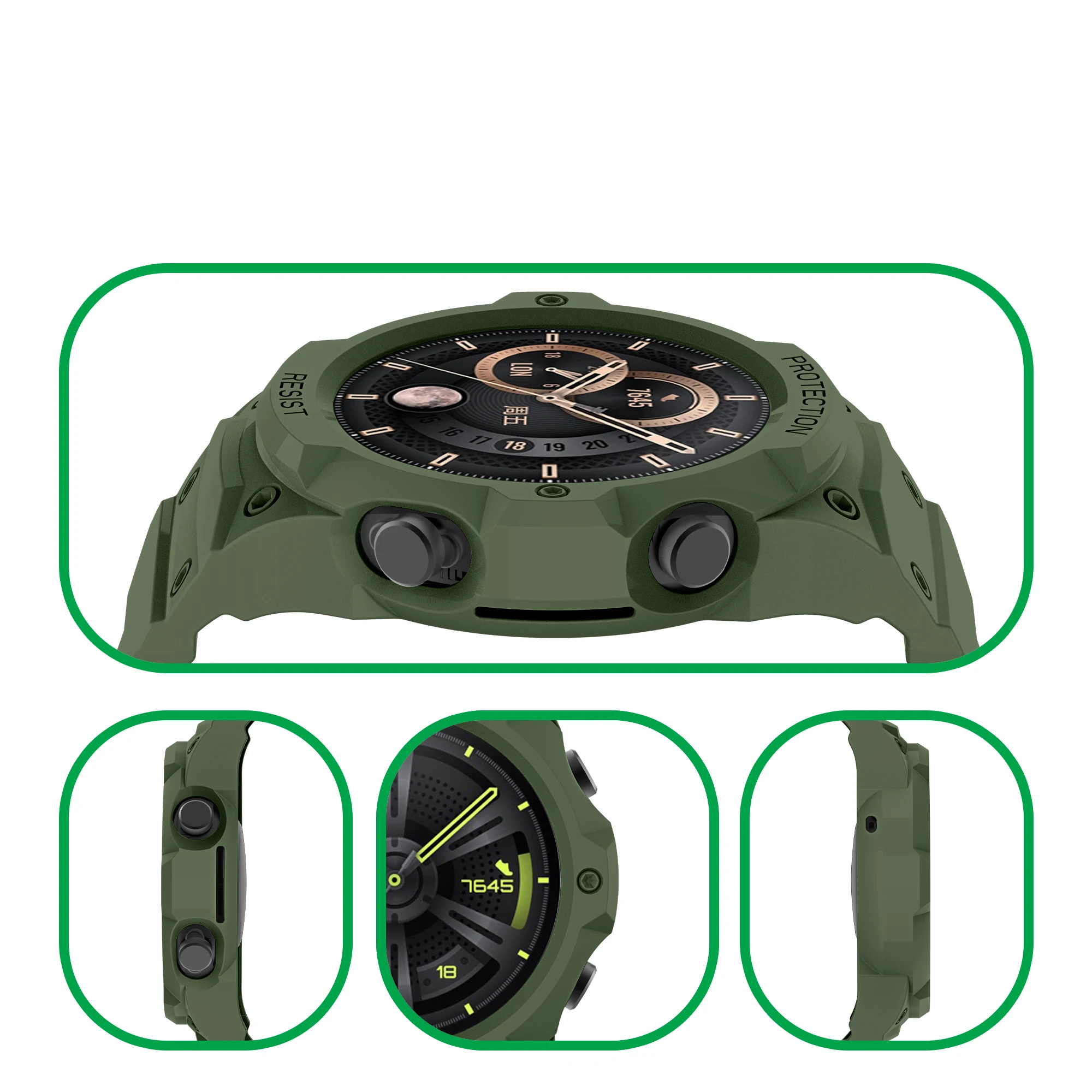 Tpu quadro escudo capa de pulso pulseira protetor para huawei relógio gt 3/2 gt3/gt2 46mm cinta pulseira banda esporte amortecedor caso