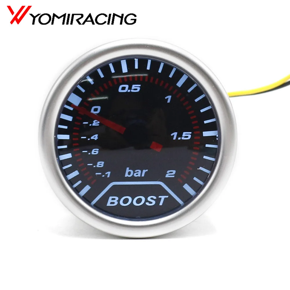 

2"52mm 12V Car Auto Turbo Boost Gauge -1~2 Bar Smoke Lens Car Turbo Pressure Meter White LED Light