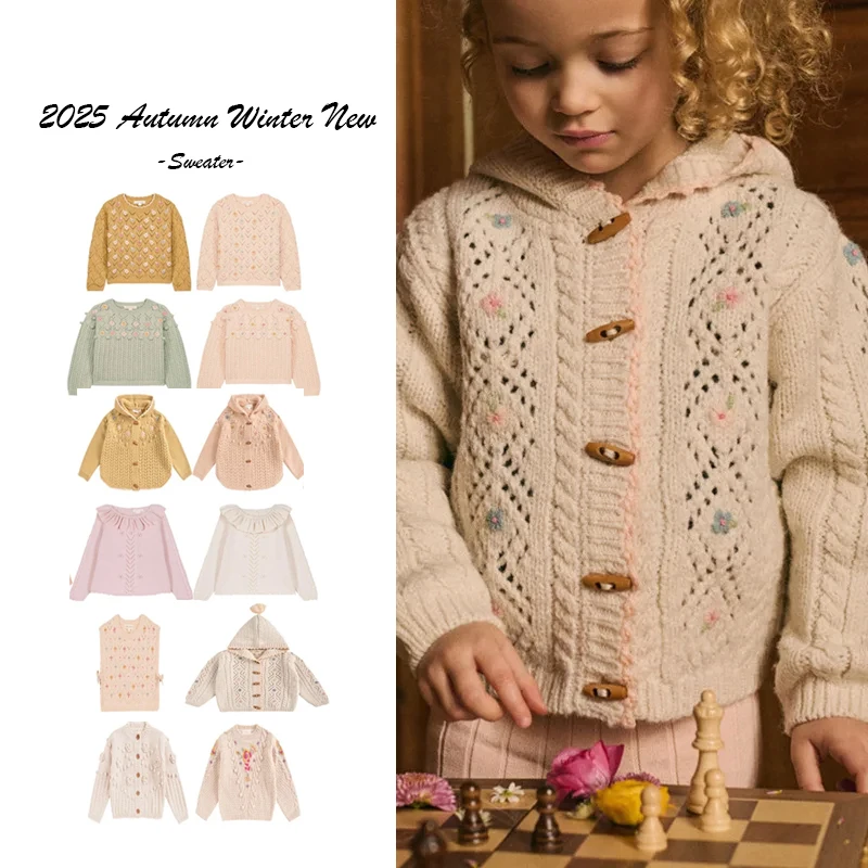 

Осень-зима 2022, элегантный женский свитер с вышивкой, вязаный топ с цветочным принтом для девочек, вязаный кардиган в стиле ретро для девочек, вязаный жилет