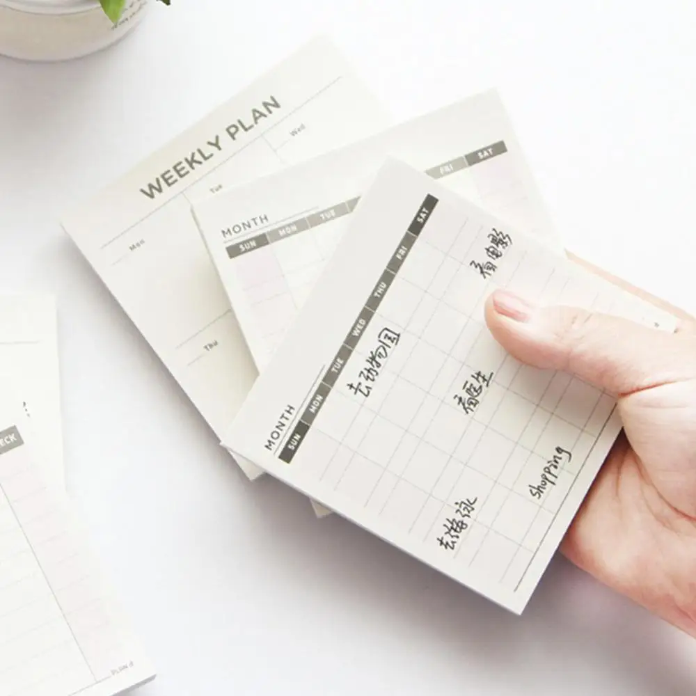 Weekly Monthly Check List Work Plan Square Paper Notebook Diary Agenda Daybook Cute Ticket Memo Pads Note To Do List Planner