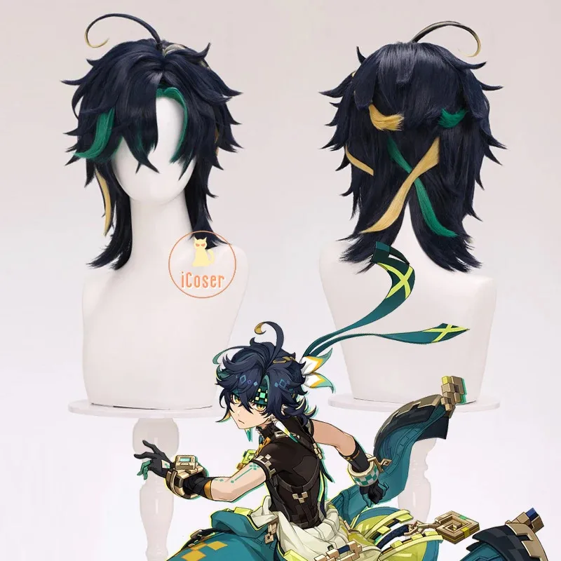 جينشين إمباكت كينيش أزياء تنكرية شعر مستعار صيد نار الدوار موحدة القرط ملصق الدعائم Huitztlan Natlan حفلة الهالوين النساء الرجال