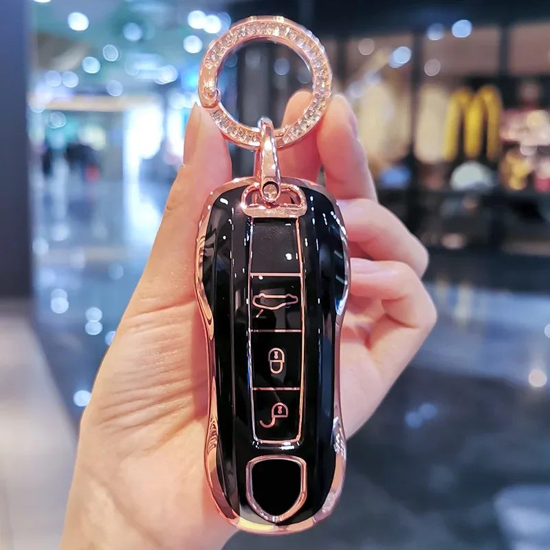 

Car Key Case Cover TPU Keychain For Porsche Cayenne 958 911 Lepin 996 Macan Boxster Panamera 997 944 924 Panamera 718 971 9YA