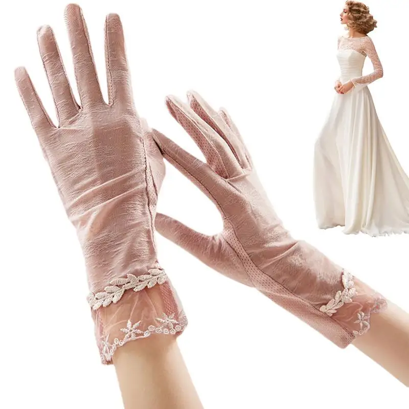 Sunscreen Gloves Lace Ice Silk Gloves Sexy Female Thin Summer UV Touchscreen Driving Gloves