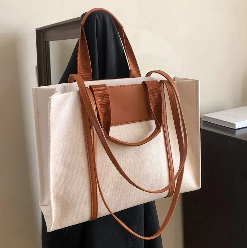 Borse da donna di grande capacità in tela Casual borse a tracolla a tracolla da donna di marca di marca di design borsa da Shopper di grandi