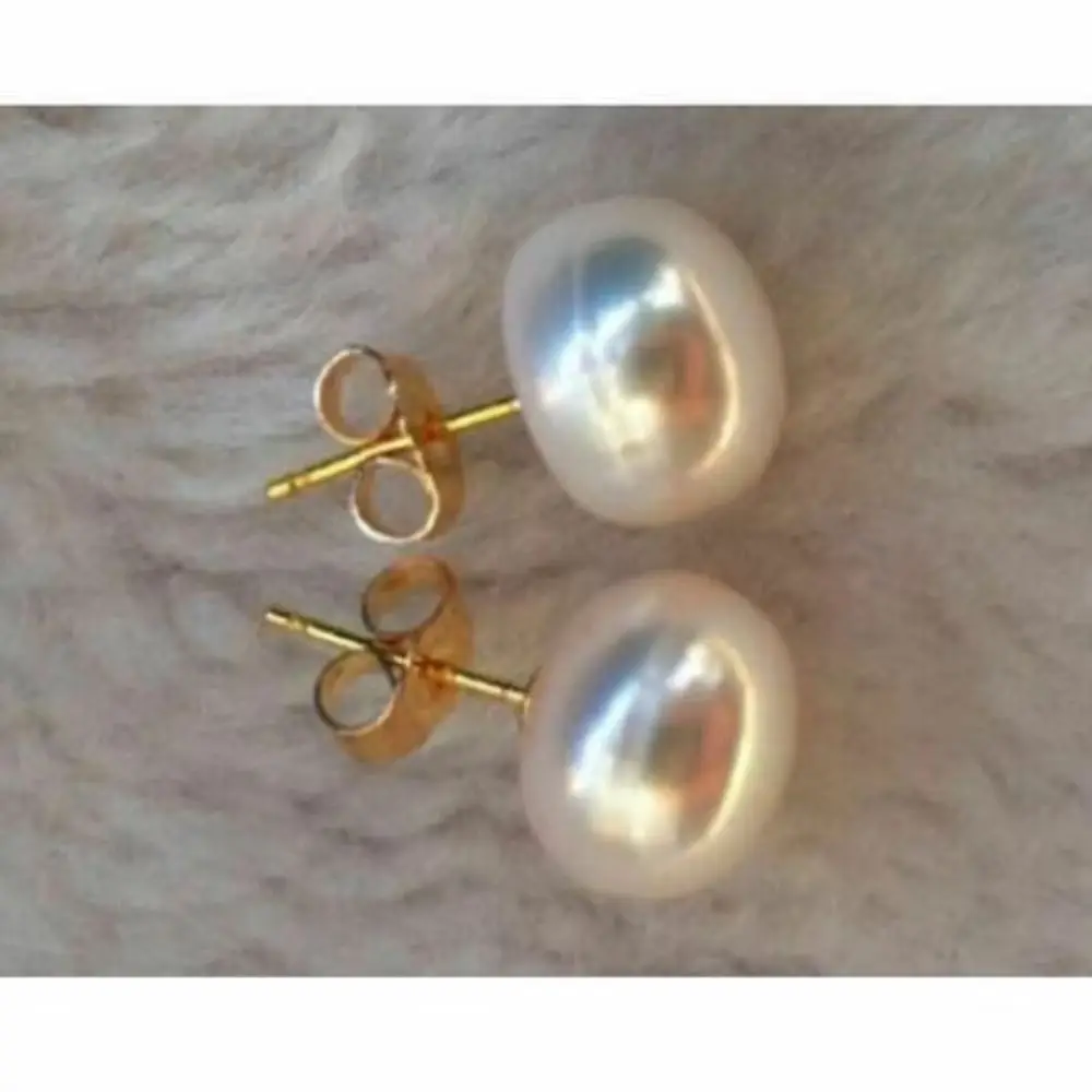 

Fashion AAA 11-10mm AKOYA White Pearl Stud Earrings 14k Yellow GOLD Freeshippings Items